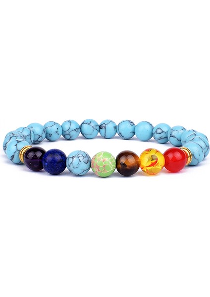 L-21CM Tarzı No.8 Boyutu 7 Çakra Taş Bilezik Kadın Doğal Boncuk Şifa Reiki Dua Buddha Boncuk Bilezik Erkek Şans Yoga Meditasyon Takı Hediye (Yurt Dışından)