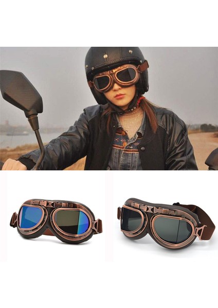 Şeffaf Lens Motosiklet Leri Motorcu Pilot Steampunk Retro Goggles Atv Biker Scooter Kask Bisiklet Kayak Vintage (Yurt Dışından) fiyatları