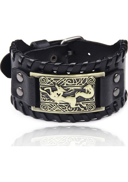 NO.247696 Beden Erkek Punk Örgü Halat Alaşım Kolluk Viking Bileklik Erkek Takı (Yurt Dışından)
