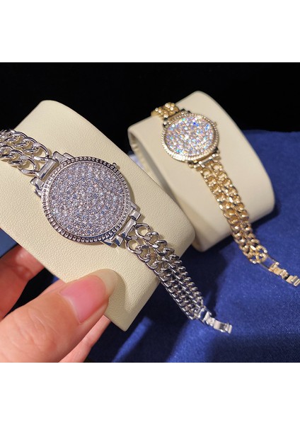 S1204-R 2021 Moda Basit Kübik Zirkon Kolye Bilezik Kadınlar Için Altın Renk Yuvarlak Parlak Kristal Kore Bileklik Yeni Takı (Yurt Dışından) indirimleri