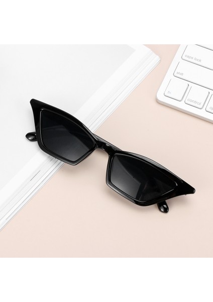 Siyah Stil Yeni Vintage Kedi Gözü Küçük Çerçeve UV400 Açık Güneş Koruma Plaj Sokak Lüks Trend (Yurt Dışından)