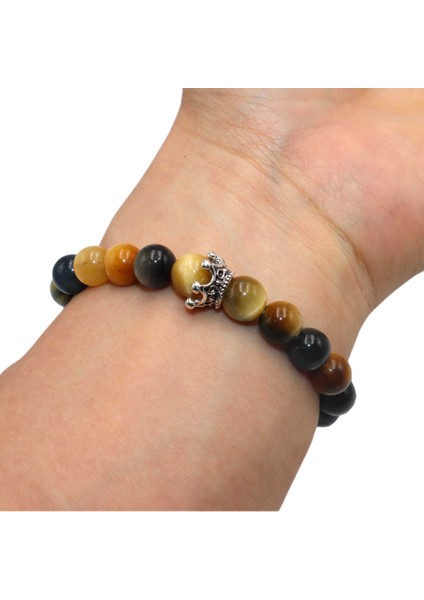 Harita Taşı Erkekler Için Sıcak 8mm Doğal Taş Bilezik Moda Lüks Antika Taç Akik Lapis Lazuli Taş Boncuk Çift Bilezik Takı Erkek (Yurt Dışından) fiyatları