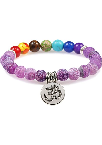 Mor Yıpranmış Moda Bileklik Yoga 7 Çakra Siyah Lava Doğal Taş Boncuk Şans Bilezikleri Şifa Reiki Buddha Lotus Kolye Kadın Erkek Takı (Yurt Dışından)