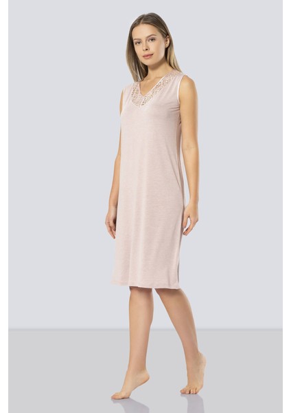 Kadın Dantelli V Yaka Gecelik 3285/PUDRA indirimleri