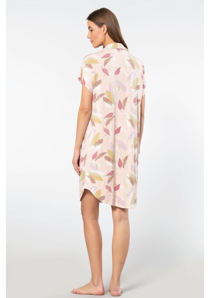 Kadın Erkek Yaka Gecelik 3607/PUDRA modelleri