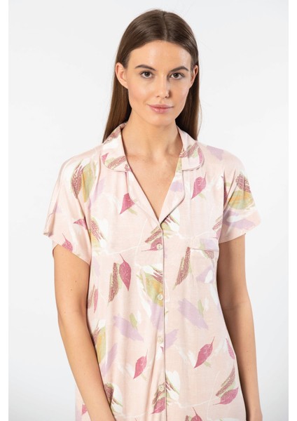 Kadın Erkek Yaka Gecelik 3607/PUDRA fırsatları