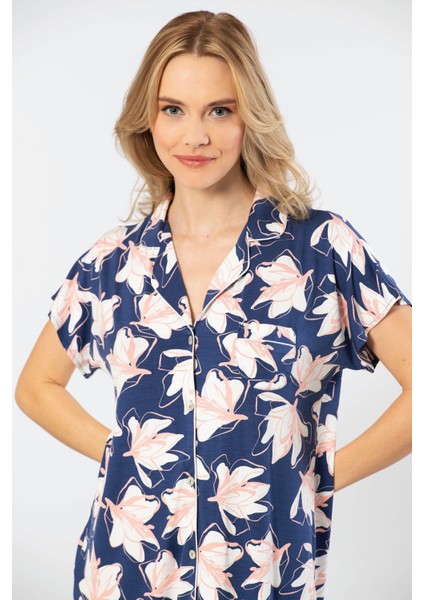 Kadın Erkek Yaka Gecelik 3607/LACIVERT fiyatları