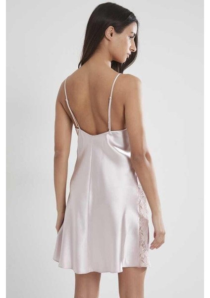 Pudra Saten Güpürlü Gecelik 624 modelleri