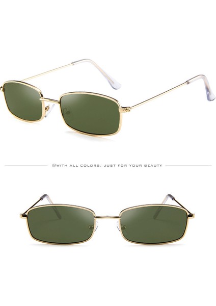 Altın Yeşil Moda Retro Dikdörtgen Renkli UV400 Metal Çerçeve Net Lens Punk (Yurt Dışından) fırsatları