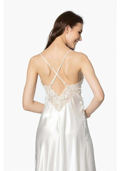 Kaplı Saten Gecelik 900 Ekru fiyatları