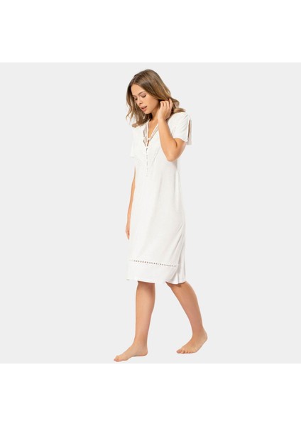 Kadın V Yaka Gecelik 3282/KREM modelleri