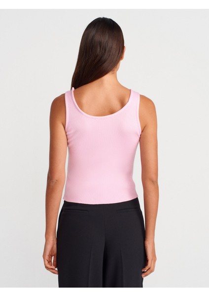 10748 Askılı Fitilli Ince Dokulu Triko Bluz-Pembe