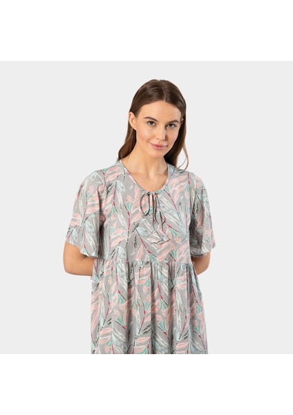 Çiçek Desenli Kısa Kollu Elbise 3396 modelleri