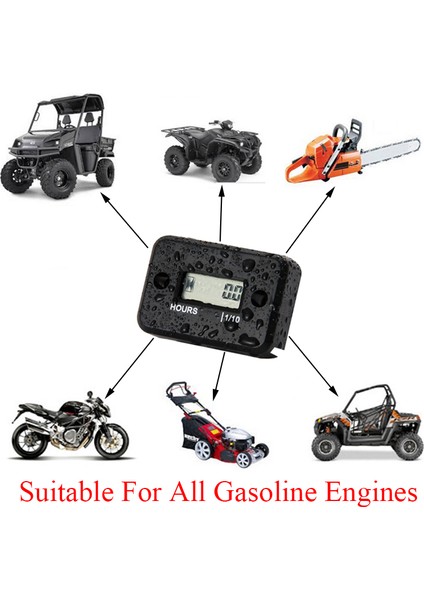 Siyah Stil Atv Motosiklet Kar Sled Yakıt Tekne Jeneratör Bisiklet LCD Su Geçirmez Sayısal Devir Saat Sayacı (Yurt Dışından)