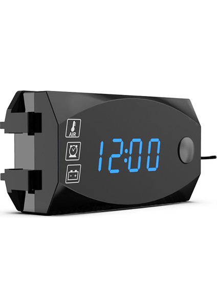 Mavi Stil Aozbz Saat Termometre 12V 3ü 1 Arada Dijital LED Ekran Metre Voltmetre Gösterge Panel Metre Araba Motosiklet (Yurt Dışından)