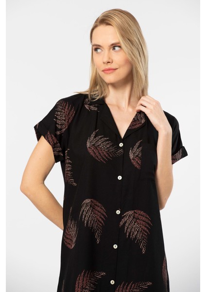 Kadın Desenli Dokuma Düğmeli Elbise 3601/SIYAH fiyatları