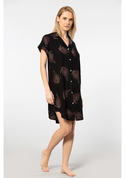 Kadın Desenli Dokuma Düğmeli Elbise 3601/SIYAH modelleri