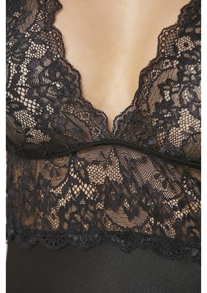 Saten Dantelli Gecelik 905 Siyah fiyatları