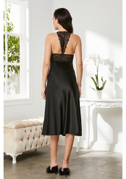 Saten Dantelli Gecelik 905 Siyah modelleri