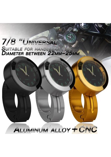 Altın Evrensel Motosiklet Saat Motosiklet Direksiyon Saati Su Geçirmez Şok Geçirmez Tokalı Montaj Alüminyum Saat Moto Siyah Aksesuarlar (Yurt Dışından) fırsatları