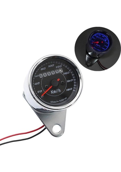 Evrensel Dc 12V Mavi LED Arka Aydınlatma Işaretçili Retro Motosiklet Kilometre Sayacı Hız Ölçer Kmh Hızmetre Gösterge (Yurt Dışından) fiyatları