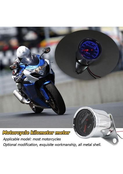 Evrensel Dc 12V Mavi LED Arka Aydınlatma Işaretçili Retro Motosiklet Kilometre Sayacı Hız Ölçer Kmh Hızmetre Gösterge (Yurt Dışından) fırsatları