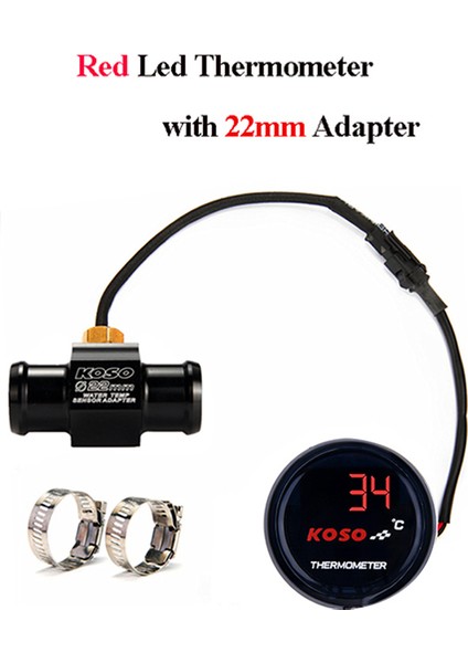 KIRMIZI-22MM Yamaha Nmax Tmax Xmax Motosiklet Su Sıcaklık 0~120 Derece Ekranlı Yuvarlak Su Sıcaklık Sensörü Adaptör Seti (Yurt Dışından)