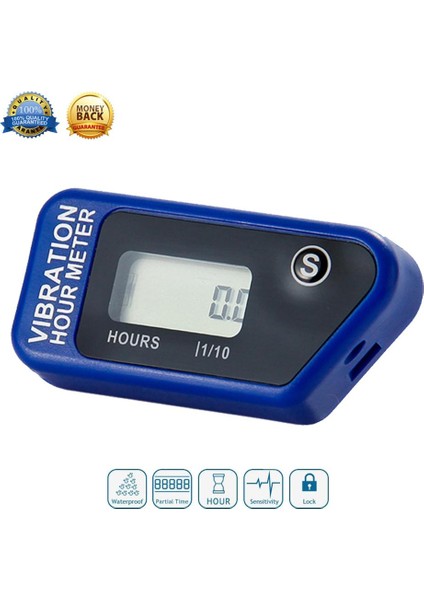 Mavi Stil Su Geçirmez Sıfırlanabilir LCD Kablosuz Titreşim Saat Sayacı Motor Testeresi Pit Bisikleti Kir Quad Bisiklet Çim Biçme Makinesi Kar Motoru Atv Denizcilik Mo (Yurt Dışından)