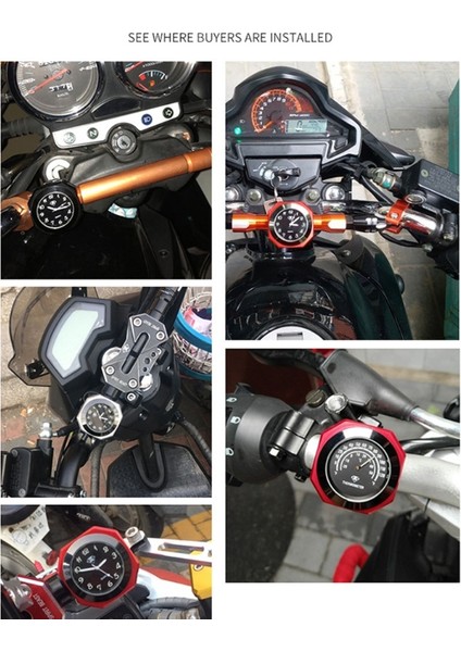 1-Bks Evrensel Alüminyum Alaşımı Motosiklet Luminöz Direksiyon Montaj Saat Termometre (Yurt Dışından) modelleri