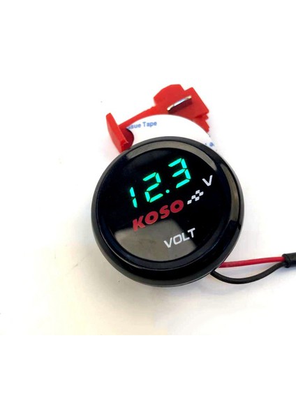 Yeşil Stil Yamaha Xmax Nmax Y15 Zr LC135 Motosiklet Voltmetre Voltmetre Gerilim Evrensel Yuvarlak Mini LED Dijital (Yurt Dışından)