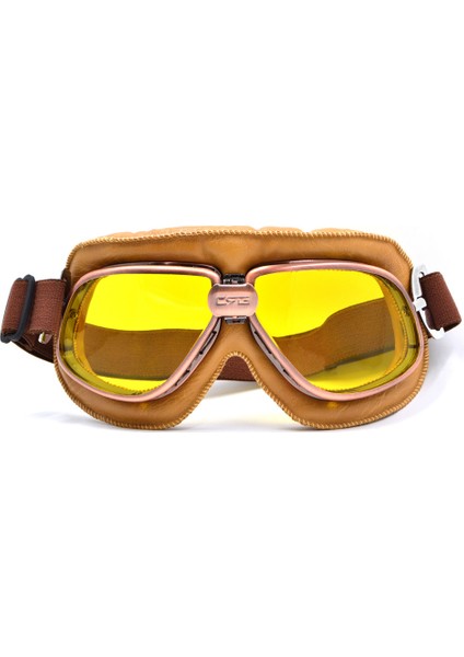 Sarı Lens Motosiklet Vintage Eski Okul Retro Ler Spor Yarış Off Road Pilot Bisiklet Göz Koruma (Yurt Dışından)