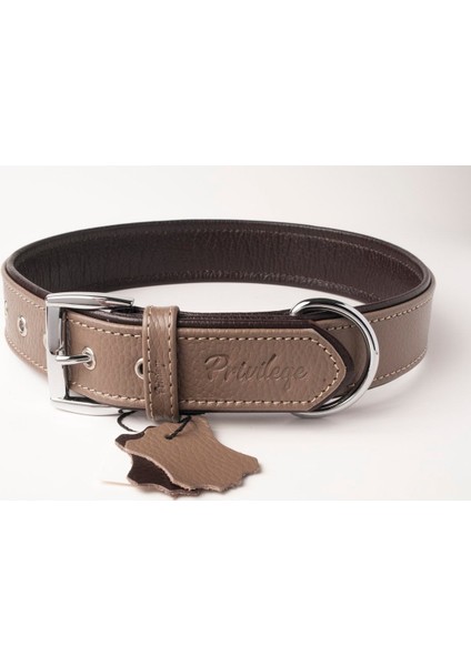 Luxury Flotter Hakiki Deri Köpek Boyun Tasması S Toprak Rengi Kahverengi 2,5X32-41 cm 1 Adet