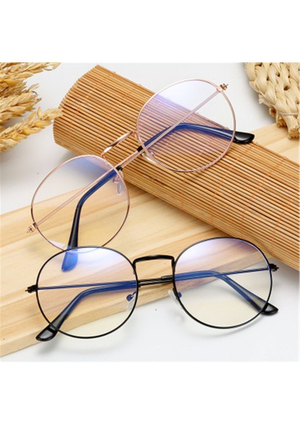 Gül Altın3 1 Pc Retro Metal Mavi Işık Korumalı Vintage Hafif Yuvarlak Çerçeve Göz Koruma Ultra Hafif (Yurt Dışından) modelleri