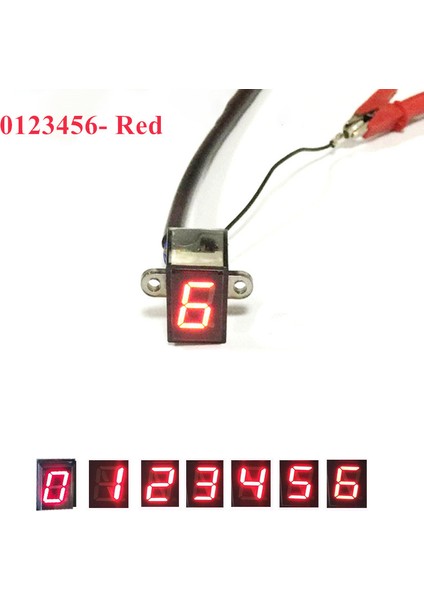 0-6 Kırmızı Stil 6 Hız Nr Dişli Siyah Evrensel Motosiklet Dijital Ekran LED Motokros Off-Road Moto Işık Nötr Diş Monitörü (Yurt Dışından)