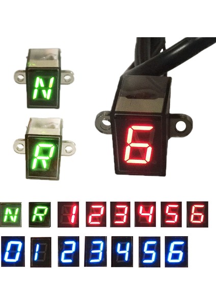 0-6 Kırmızı Stil 6 Hız Nr Dişli Siyah Evrensel Motosiklet Dijital Ekran LED Motokros Off-Road Moto Işık Nötr Diş Monitörü (Yurt Dışından) fiyatları