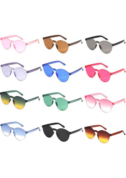 Mavi Stil Renkli Retro Pembe Kırmızı Sarı Lens Şeffaf Güneş Leri UV400 (Yurt Dışından) modelleri