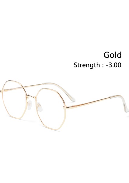 Altın 3.00 1 Pc Retro Ultra Hafif Metal Retro Sekizgen Çerçeve Miyopi Klasik Yüksek Tanımlı Düz Ayna -1.0~-4.0 (Yurt Dışından)