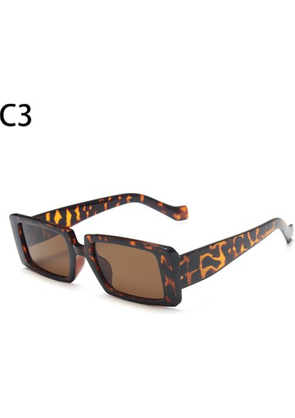 C3 Yeni Moda Renkli Küçük Dikdörtgen Vintage Geniş Çerçeve Yaz Bayan UV400 Lens Trendy (Yurt Dışından)