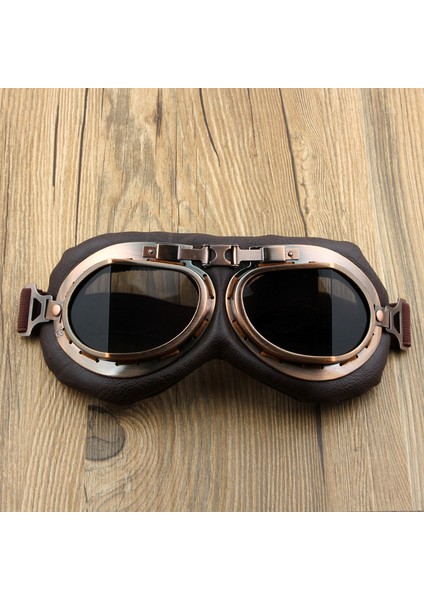 Gri Stil Retro Motosiklet Gözlüğü Vintage Moto Klasik Ler Harley Pilot Steampunk Atv Bisiklet Bakır Kask (Yurt Dışından)
