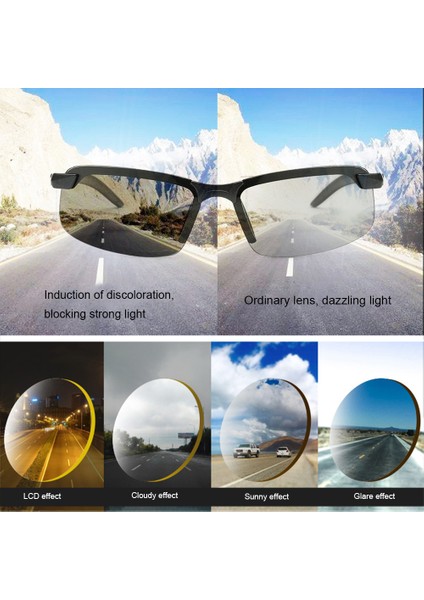 08 Siyah Stil Foto Kromatik Kamaleon Polarize Sürüş Değişen Renk Gündüz Gece Görüş Sürücü Gözlüğü (Yurt Dışından) fiyatları