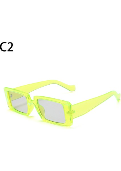 C2 Yeni Moda Renkli Küçük Dikdörtgen Vintage Geniş Çerçeve Yaz Bayan UV400 Lens Trendy (Yurt Dışından)