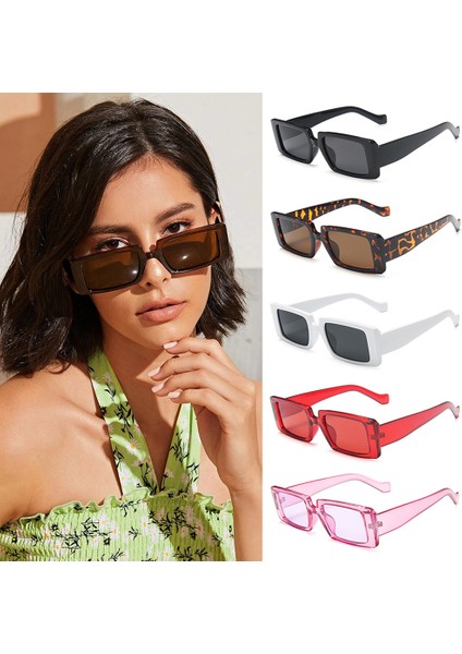C2 Yeni Moda Renkli Küçük Dikdörtgen Vintage Geniş Çerçeve Yaz Bayan UV400 Lens Trendy (Yurt Dışından) indirimleri