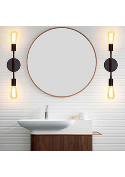 Modern Siyah 2 x E27 Duylu Metal Ayna Üstü Duvar Aplik Not:1 Adet Fiyatıdır
