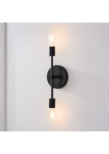 Modern Siyah 2 x E27 Duylu Metal Ayna Üstü Duvar Aplik Not:1 Adet Fiyatıdır fiyatları