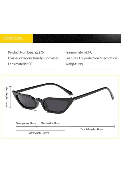 No.3 Anti Uv Kedi Gözü Moda Güneş Kremi Kişilik Keskin Açılı Motosiklet Gözlüğü (Yurt Dışından) fırsatları