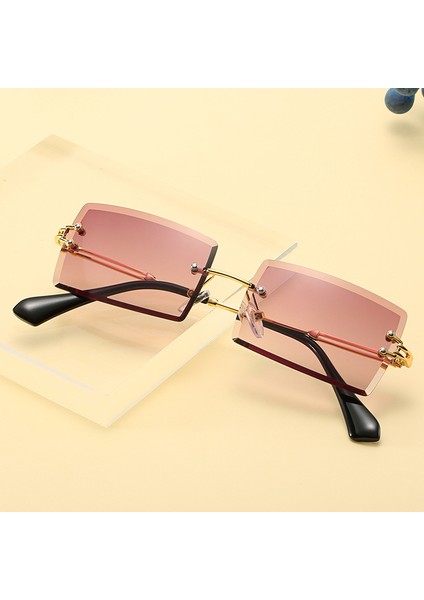 G 2020 Retro Tasarımcı Çerçevesiz Gradient Kesme Lens Sürücü (Yurt Dışından)