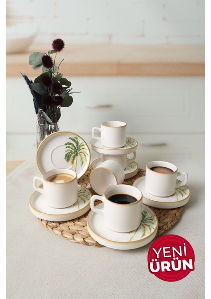 Bronze Palmiye Stackable Çay Takımı 12 Parça 6 Kişilik 22902-03