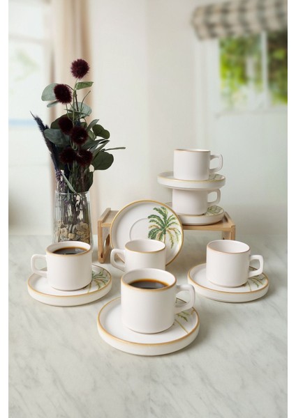 Bronze Palmiye Stackable Çay Takımı 12 Parça 6 Kişilik 22902-03
