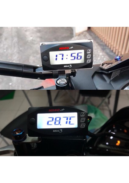 Metre Tutucu Gri Stil Mını LED Ekranlı Ölçer Hava Sıcaklığı+Zaman+Voltaj Ölçüm Test Odası Sıcaklık Ölçer Voltmetre Saat Motosiklet Araçları (Yurt Dışından) modelleri