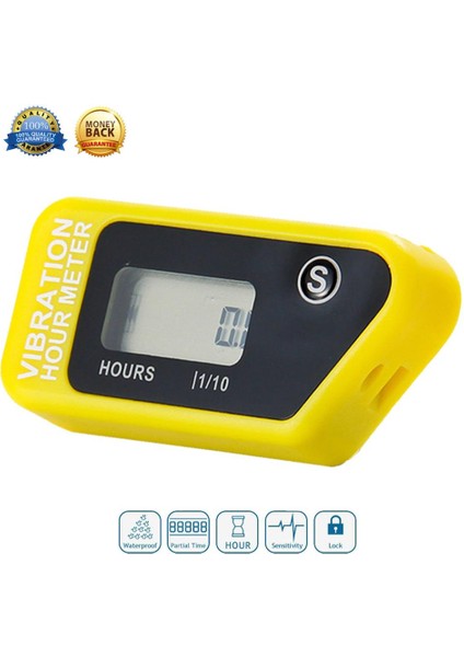 Sarı Stil Su Geçirmez Sıfırlanabilir LCD Kablosuz Titreşim Saat Sayacı Motor Testeresi Pit Bisikleti Kir Quad Bisiklet Çim Biçme Makinesi Kar Motoru Atv Denizcilik Mo (Yurt Dışından)